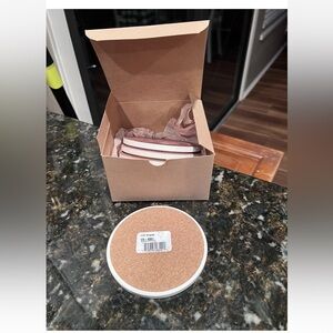 Set of Four Drink Coasters with Cork Backing. Moisture Absorpant Brand. New